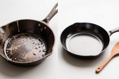 2 ложки сока - и сковородка как новая: от двойного слоя нагара ни следа - еда не пригорает