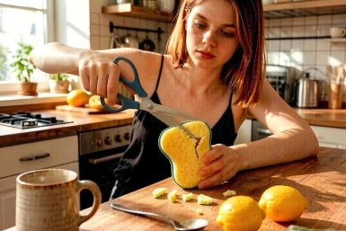 Старую губку для посуды на кусочки - обувь, плитка и окна сияют от чистоты - находка для хозяек