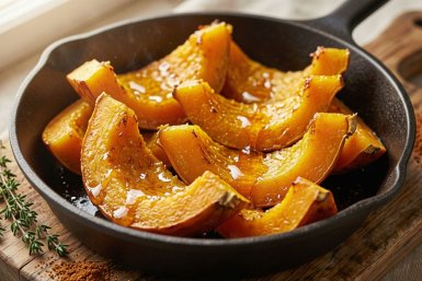 Заливаю тыкву соусом и в духовку: получается вкуснее мяса по-французски и сочнее не бывает